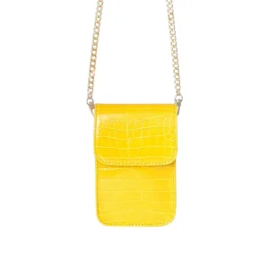 Croco dames telefoon tasje - Geel | Animal collectie