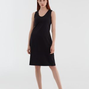 Jurk bio katoen, mouwloos zwart – LEELA COTTON
