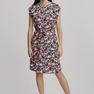 Jurk EcoVero, bloemenprint roze/rood – TRANQUILLO