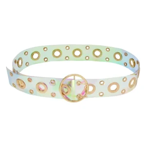 Brede transparante tailleriem / damesriem met grote metalen gesp – Goud | Lente & Pastels collectie